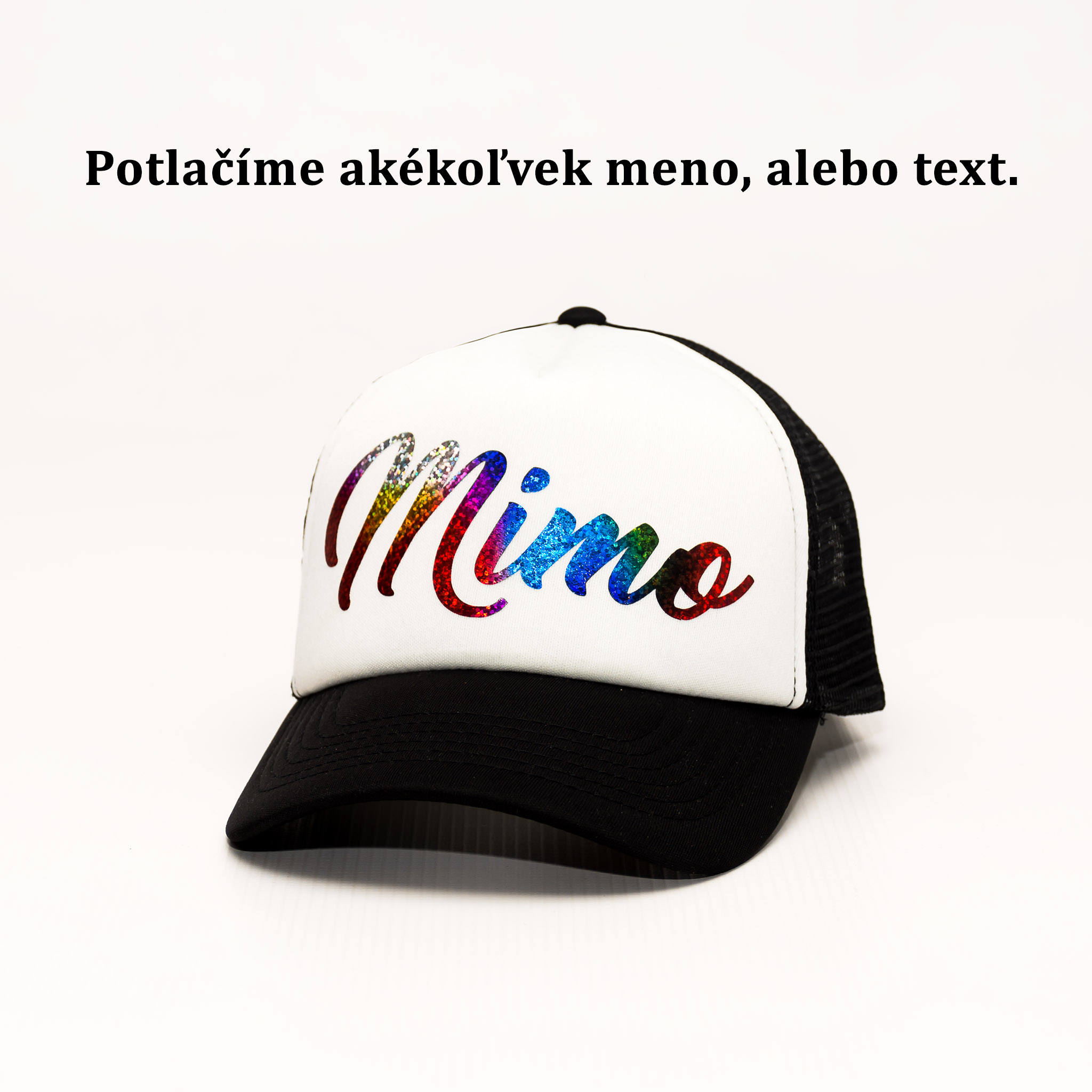 Šiltovka multicolor "Môj text" detská čierna