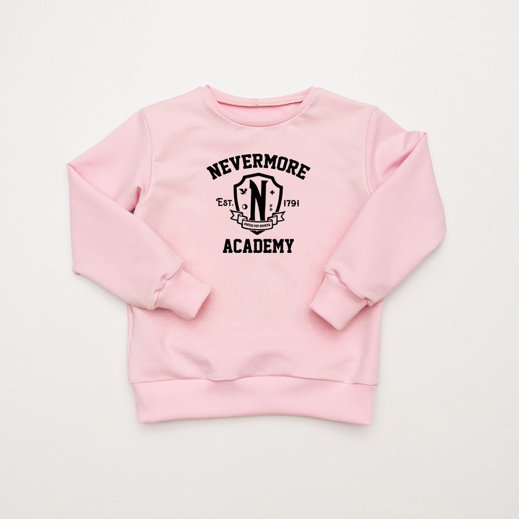 Detská mikina Wednesday Nevermore Academy ružová